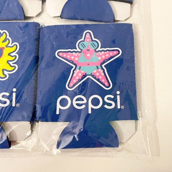 Pepsi Koozie Insulator Soda Beer Can Holder Lot Of 4 Crab Sun Star - Picture 4 of 12